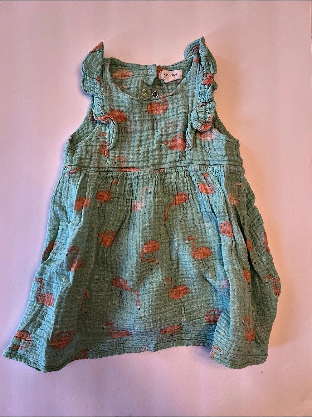Angel Dear Flamingos Sundress Girls 2T Green & Pink